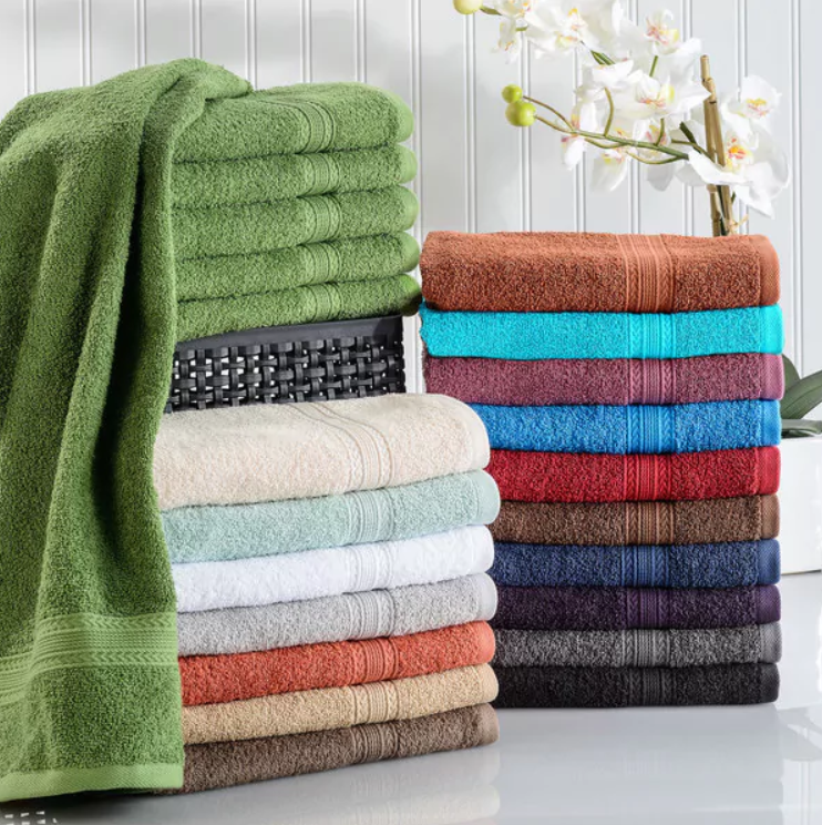 6 Piece Gray Diamond Bath Towel Set (2 Bath Towels, 2 Hand Towels