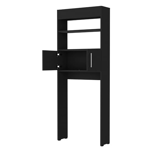 Over The Toilet Cabinet with 2 Shelves2 Doors Black Modern Contemporary Wood