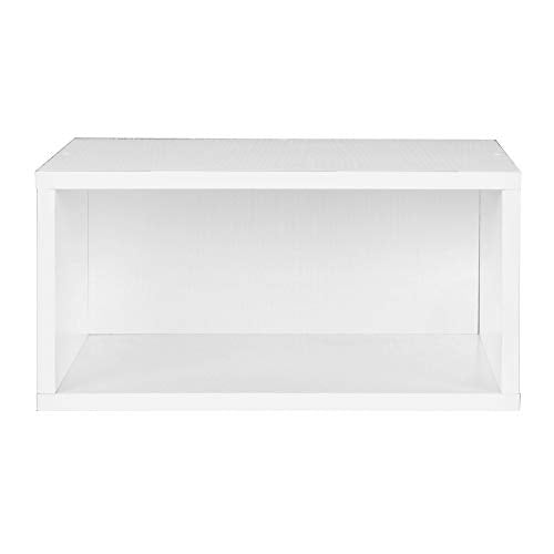 Half Size Stackable Storage Cube- White Wood Grain Off/White Modern Contemporary