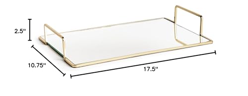 Decorative Tray Small 17.5"x10.75" Gold Glass Mirrored Finish