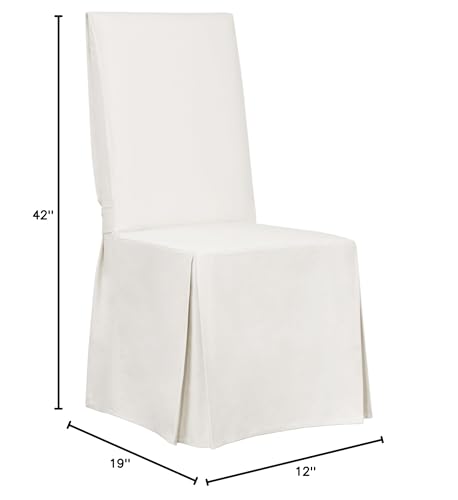 Twill Long Dining Chair Slipcover Solid Cotton