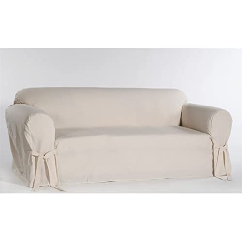 Cotton Duck One Piece Loveseat Slipcover in Natural