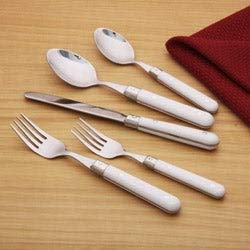 20-piece White Flatware Set Metal Stainless Steel