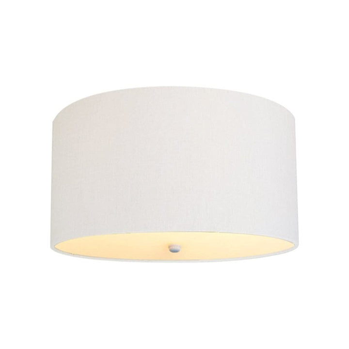 Flush Mount Conversion Kit 18"w White Linen Shallow Drum Lampshade Modern