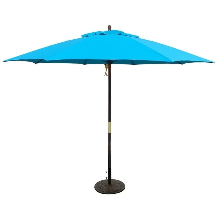 Tropishade 11 ft. Dark Wood Market Umbrella with Turquoise Olefin Cover