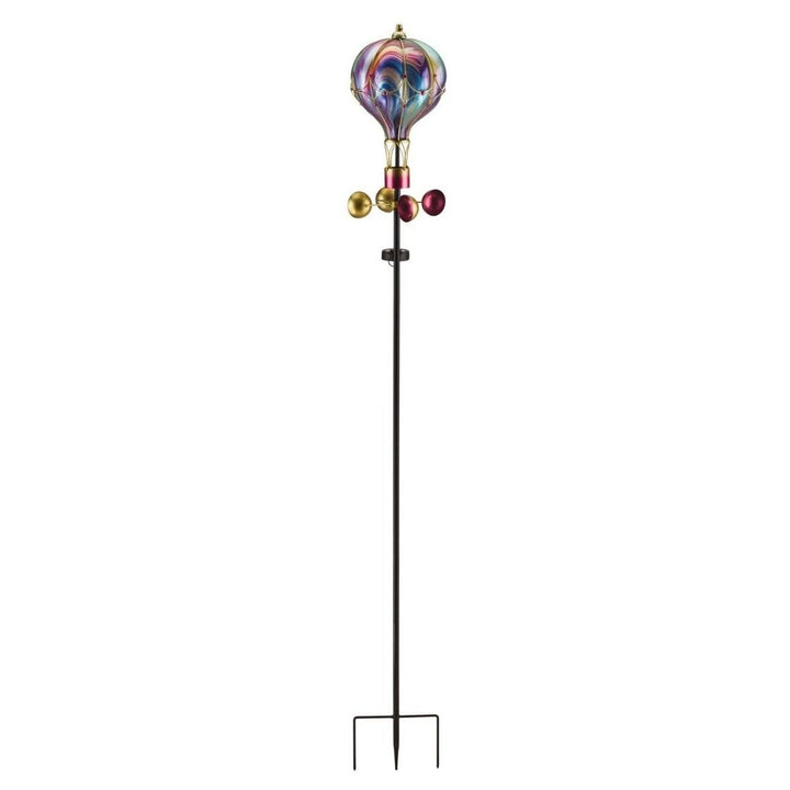 Swirl Balloon Spinner Solar Stake Purple Multi Color Metal