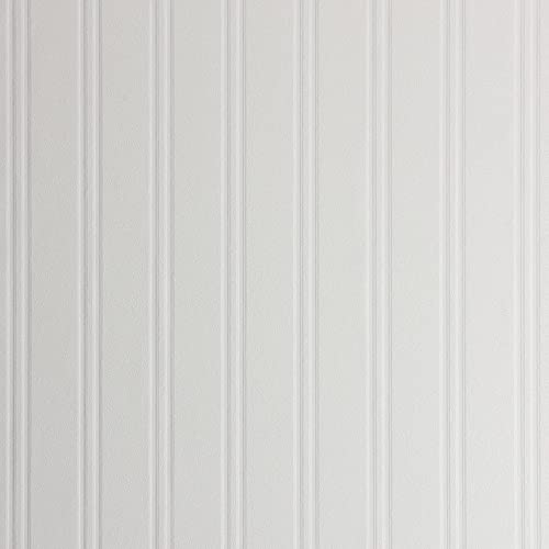 Paintable Wood Panel Wallpaper 20.5in X White Modern Contemporary Vinyl Washable