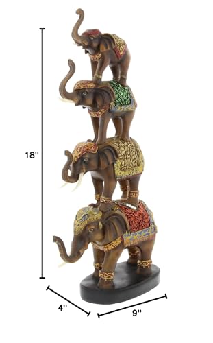 Brown Polystone Eclectic Sculpture Elephant 18 X 9 4 Animals Resin