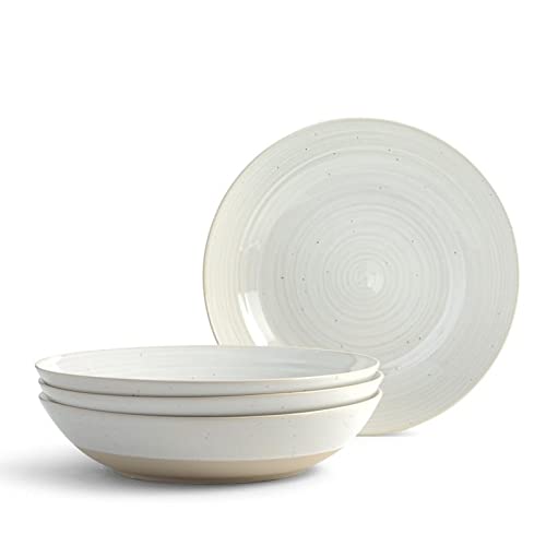 Rustic White 16-Piece Stoneware nnerware Set Textured Casual Round 16 Piece