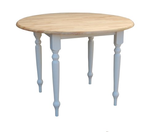 Target Marketing Systems 40-Inch Round Drop Leaf Table with Turned Legs White/Natural