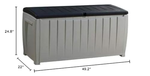 Novel 90 Gallon Black And Grey Plastic Deck Storage Box Lockable Water Resistant