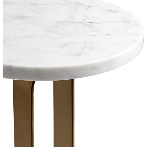 Marble End Table 24" h X 12" w 12" d Gold Modern Contemporary Round Metal