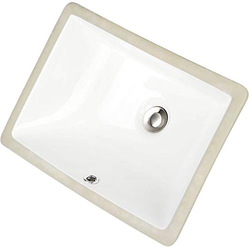 16x11 Rectangle Ceramic Undermount Vanity Lavatory Sink White Glossy - Diamond Home USA