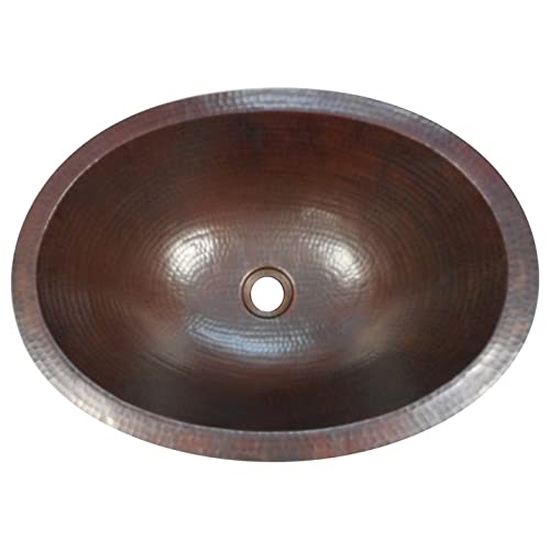 19" Oval Copper Bathroom Sink Drop in Or Under Mount with Pop-up Drain X 14" - Diamond Home USA