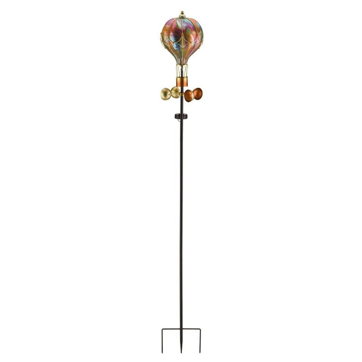 Swirl Balloon Spinner Solar Stake Orange Multi Color Metal