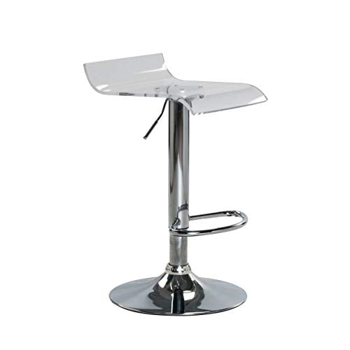 Low Back Swivel Adjustable Height Bar Stool (Set of 2) Clear Modern Contemporary