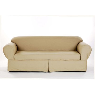 Brushed Twill Loveseat Slipcover Color: Khaki