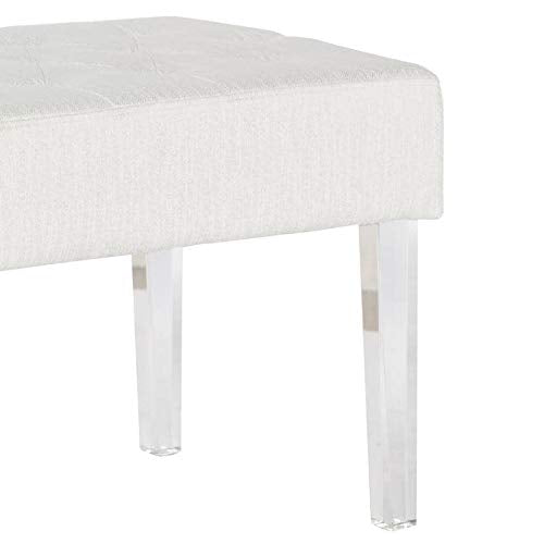 White Crystal Bench Solid Glam Acrylic Glossy Cushion Included Tufted