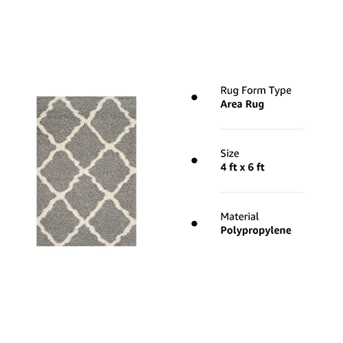 SAFAVIEH Dallas Shag Collection Accent Rug - 4' x 6' Grey & Ivory Trellis Design