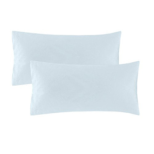 Echelon Home Vintage Full Blue Washed Cotton Percale Sheet Set