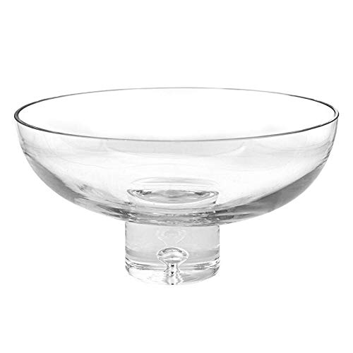 Galaxy European Mouth Blown eep Pedestal 11 X 5.75" Bowl Clear Glass 1 Piece