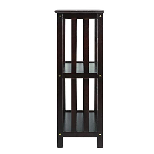 Mission Style 3-Tier Shelf Brown Craftsman Modern Contemporary Wood Espresso