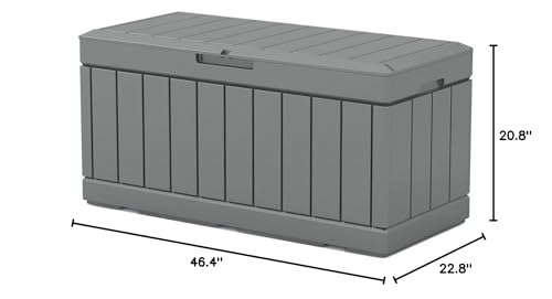 82 Gal. Outdoor Storage Resin Wood Look Deck Box With Lockable Lid For Patio Black - Diamond Home USA