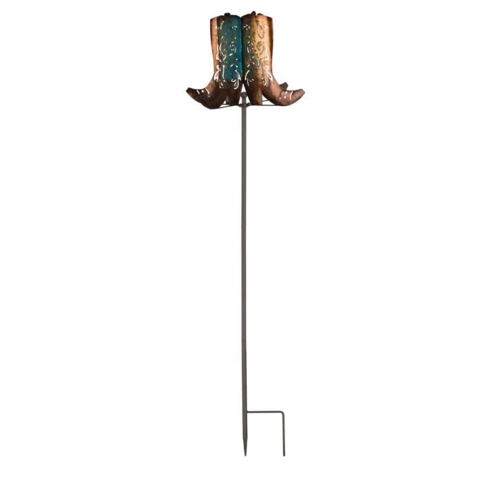 Cowboy Boots Wind Spinner Stake Multi Color Metal