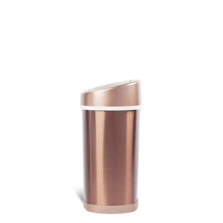 3.9 Gal. Stainless Steel Motion Sensor Trash Can Rose Gold Oval Plastic - Diamond Home USA