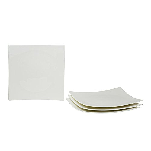 Red Vanilla Extreme White Dinner Plates (Set of 4 ) Square