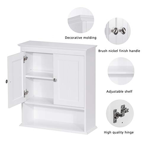 Wall Spacesaver Storage Cabinet Over The Toilet with Door Wooden White Yellow