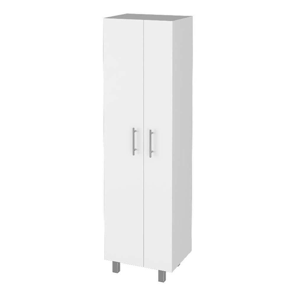 FM FURNITURE Norway Broom Closet Pantry Five Shelves White for Kitchen