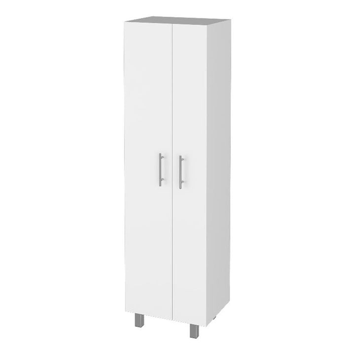 FM FURNITURE Norway Broom Closet Pantry Five Shelves White for Kitchen