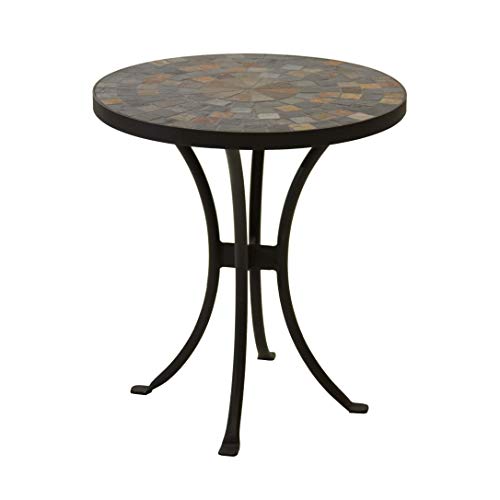 18-inch Slate Mosaic Accent Table Round Powder Coated - Diamond Home USA