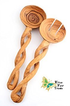 Handmade Wild Olive Wood Salad Server Set by Eliza Fair Trade - Wooden Salad