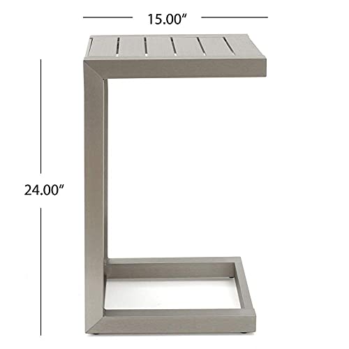 Christopher Knight Home Cape Coral Aluminum C-Shaped End Table Silver