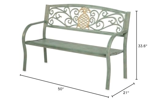 Pineapple Metal Garden Bench Green Aluminum Backed