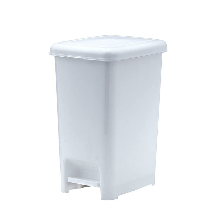 16 Gal Slim Pedal Trash Can White Rectangle Plastic - Diamond Home USA