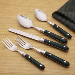 20-piece Hunter Green Flatware Set Metal Stainless Steel