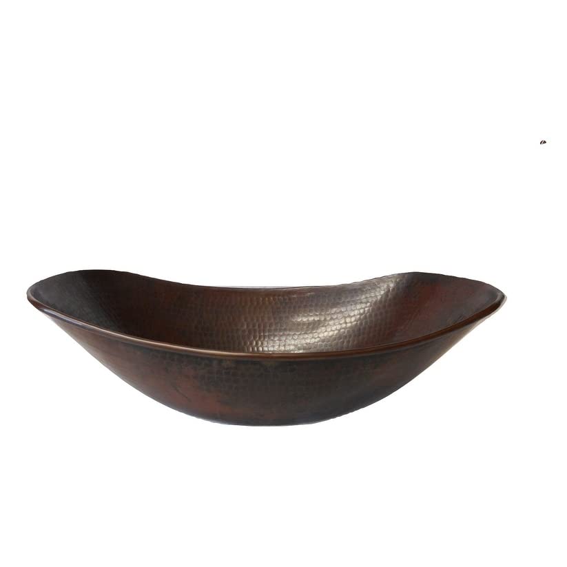 17" Oval Slipper Style Copper Vessel athroom Sink In Aged X 11" 4" 5" On Ends