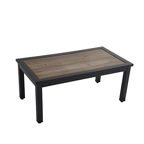 1 Piece Outdoor X-Back Coffee Table Collection Brown Industrial Square Metal - Diamond Home USA