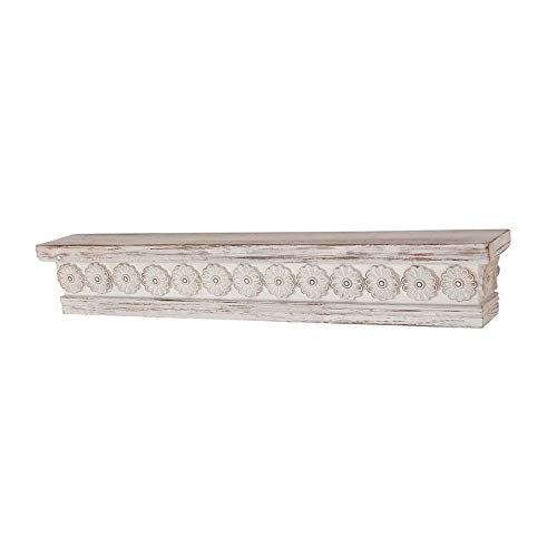 Rustic 6 X 36 Inch Distressed White Wooden Wall Shelf by Wood