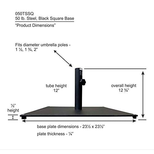 Steel Umbrella Base Black - 50 Lbs. Square