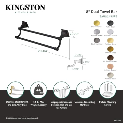 Kingston Brass Monarch 18-Inch Dual Towel Bar