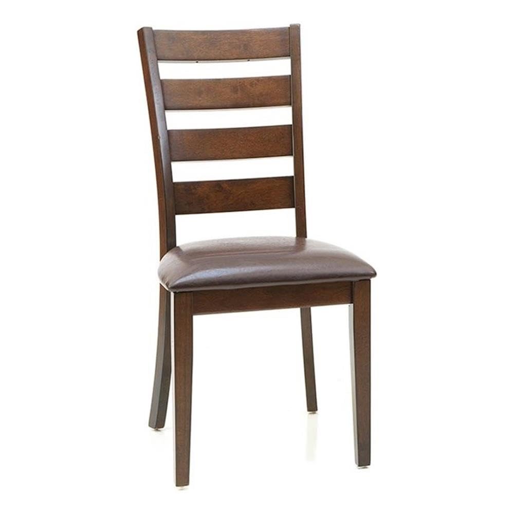 Intercon Furniture Kona PU and Wood Ladder Back Side Chair in Brown (Set of 2)