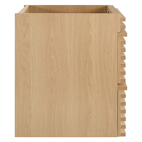 Modway Render 24" Wall-Mount Bathroom Vanity Cabinet in Oak-Sink Basin Not