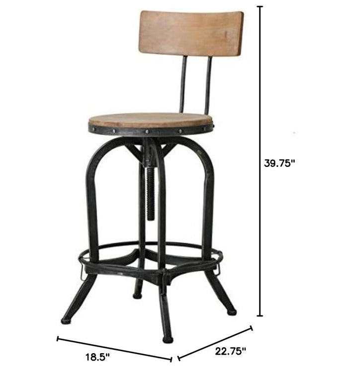 Christopher Knight Home Stirling Adjustable Wood Backed Barstool