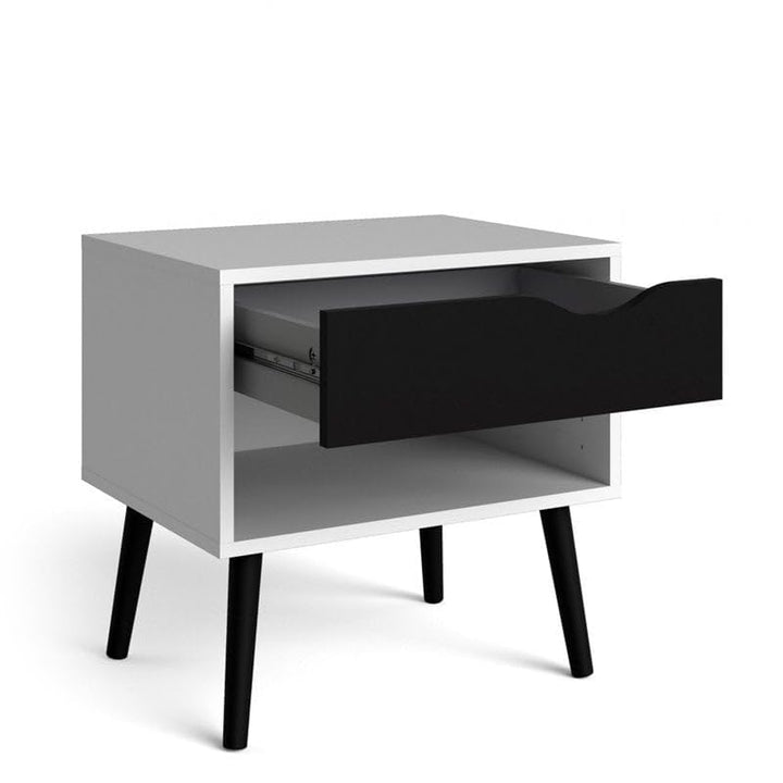 Atlin Designs 1-Drawer Modern Wood Nightstand in White/Black Matte - Diamond Home USA