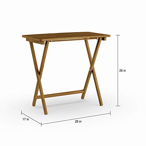 Goosefoot Red Oak Folding Tv Tray Table Brown Casual Traditional Rectangle