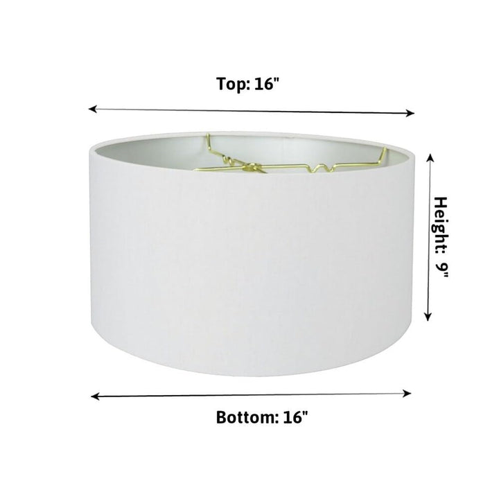 White Linen Hardback Shallow Drum Lampshade 16x16x9 Modern Contemporary